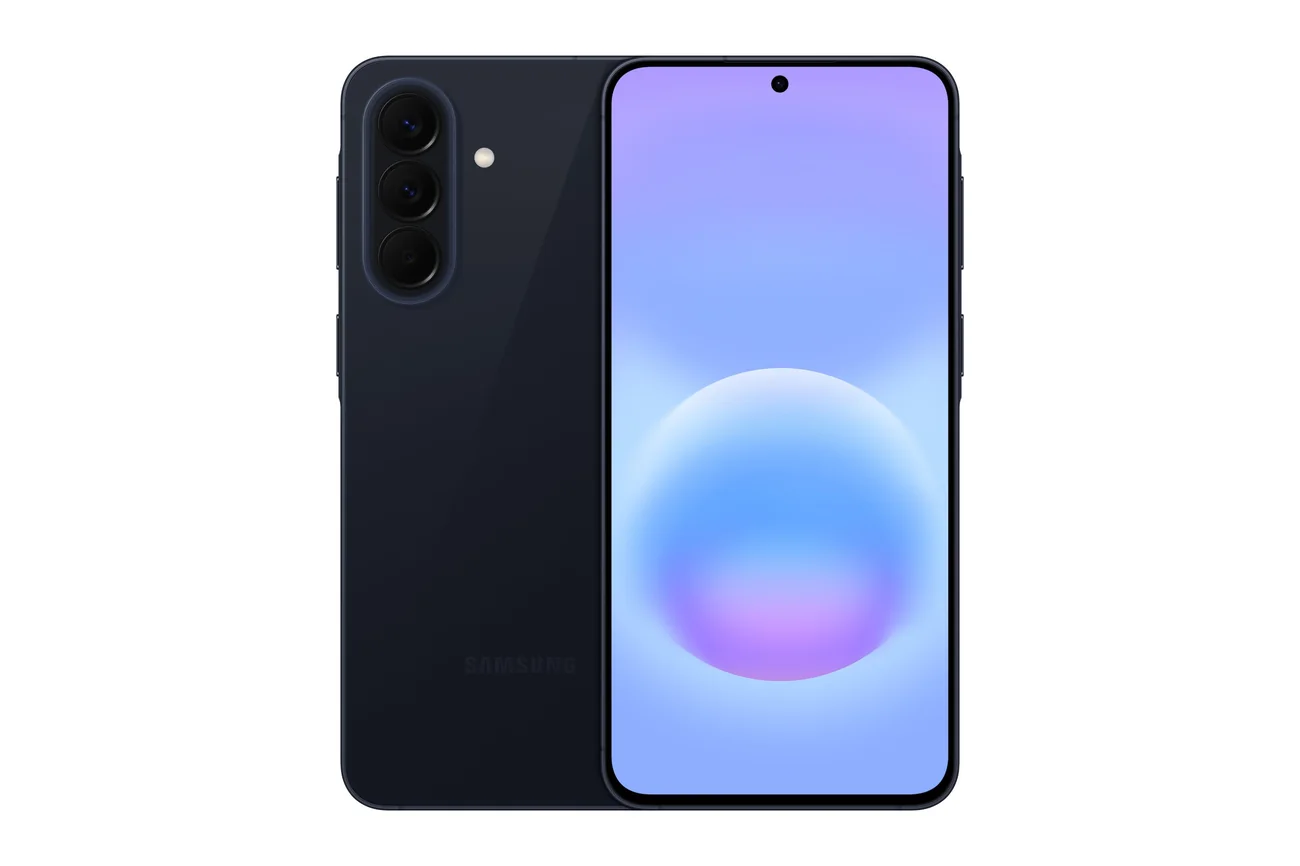 Galaxy A57 5G en azul marino, trasera y pantalla